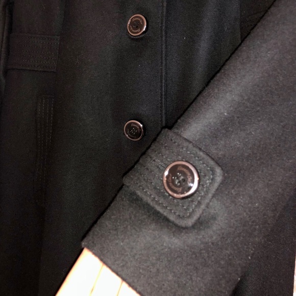 Kenneth Cole Black Hooded Wool Jacket - Picture 2 of 3
